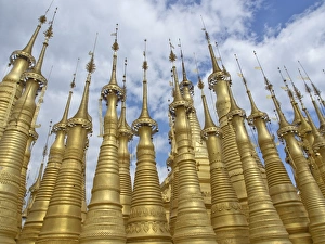 Gold Colour Prints: Old Buddhist temple in the Inle Lake region, Shan State, Myanmar (Burma), Asia