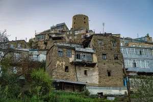 Neighborhoods Prints: Old buildings stand tall in the center of a historic silver town in Dagestan