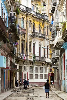 Street View Prints: Old buildings and street in Havana, Cuba, West Indies, Caribbean