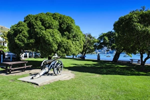 Canterbury Prints: Old cannon in a park in Akaroa