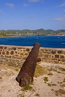 Images Dated 5th June 2007: Old canon on Pigeon Point overlooking Rodney Bay, St. Lucia, Windward Islands