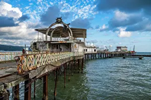 Pillars Prints: Old casino structure on a pier with ocean view in Sukhumi, Russia