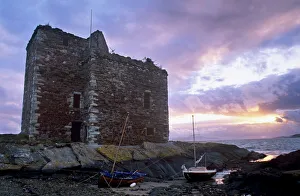 Old castle by the seaside, Portencross, Ayrshire, Scotland, United Kingdom, Europe