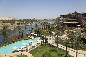Swimming Pools Prints: Old Cataract Hotel on the Nile River, Aswan, Egypt, North Africa, Africa
