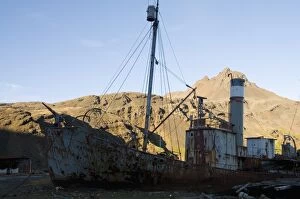 Old catcher boats, Harpoon boats, at the old whaling station, Grytviken