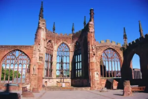 Coventry Prints: Old Cathedral (Bombed in 2nd World War), Coventry, Warwickshire, UK