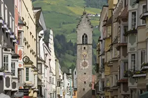 Clock Face Prints: The Old Centre, Vipiteno, on the Brenner Route, Italy, Europe