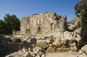 Natural Disaster Prints: Old church that collapsed in the 1953 earthquake near Sami