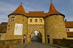 Old city gate of Prichsenstadt, Franconia, Bavaria, Germany, Europe