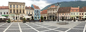 Public Square Prints: Old City Market Square, Piata Sfatului, Brasov, Transylvania, Romania, Europe