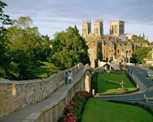 York Collection: Old city wall and York Minster, York, Yorkshire, England, United Kingdom, Europe