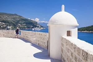 Looking At View Prints: Old City walls and view of coast, Dubrovnik Old Town, UNESCO World Heritage Site