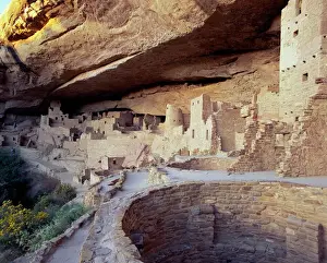 Indigenous Prints: Old cliff dwellings and cliff palace in the Mesa Verde National Park