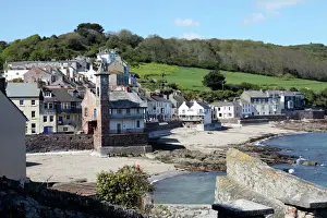 Old clock tower in the village of Kingsand on southwest corner of Plymouth Sound, Devon, England, United Kingdom, Europe