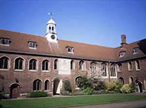 Cambridge Prints: Old Court and sundial, Queens College, Cambridge, Cambridgeshire, England