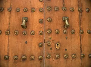 Door Collection: Detail of old door with hand of Fatima doorknockers, Ronda, Andalucia, Spain, Europe
