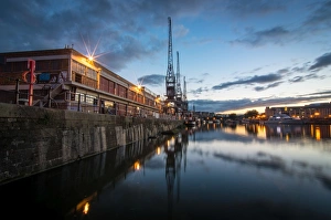 Crane Prints: The old electric cranes, Harbourside, Bristol, England, United Kingdom, Europe