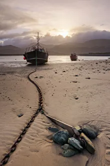 Gwynedd Prints: Old fishing boat, Barmouth Harbour, Gwynedd, North Wales, Wales, United Kingdom, Europe