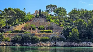 Pine Trees Prints: Old Fort, now a luxury hotel, Mallorca, Balearic islands, Spain, Mediterranean, Europe