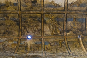Images Dated 1st November 2009: Old frescoes in the Quseir Amra castle, UNESCO World Heritage Site, Jordan, Middle East