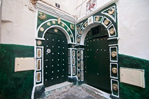 Algeria Prints: Old green doors in the Kasbah of Algiers, Algeria, North Africa, Africa