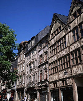 Rouen Prints: Old half-timbered buildings, Rouen, Seine Maritime, Haute Normandie (Normandy)