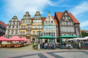 Squares Prints: Old Hanse houses in Market square of Bremen, Germany, Europe