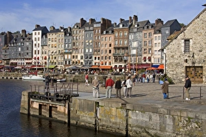 Normandie Prints: Old Harbor in Honfleur, Normandy, France, Europe