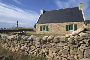 Old house near Creac h lighthouse, Ile d Ouessant, Brittany, France, Europe