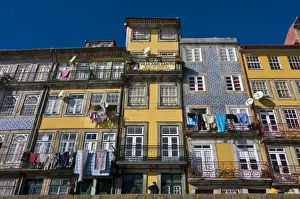 Balconies Prints: Old houses in the old town of Oporto, UNESCO World Heritage Site, Portugal, Europe