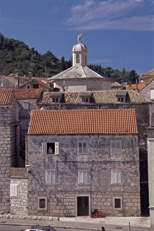 Three Storey Prints: Old Korcula town houses, Korcula Island, Dalmatia, Croatia, Europe