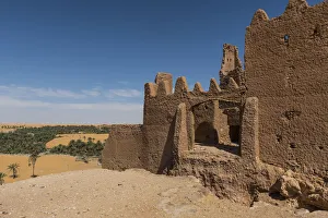 Barren Prints: Old ksar, old town in the desert, near Timimoun, western Algeria, North Africa, Africa