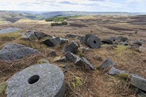 Industrial Prints: Old millstones, Stanage Edge, fine spring day
