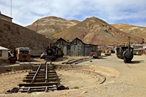 The old mining ghost town of Pulacayo, Industrial Heritage Site, famously linked to Butch Cassidy and the Sundance Kid, Bolivia, South America
