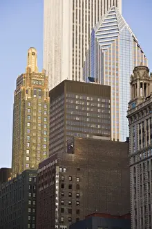 Left Prints: Old and modern skyscrapers, on the left is the Carbon and Carbide Building