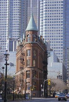 Canadian Prints: Old and new buildings in the downtown financial district, Toronto, Ontario