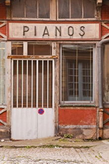 Dijon Prints: An old piano store in the city of Dijon, Burgundy, France, Europe