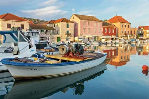 Croatian Prints: The old port of Stari Grad on Hvar Island, Croatia, Europe