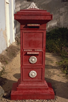 Street Furniture Prints: Old post box in museum, Aruba, Dutch Antilles, West Indies, Central America
