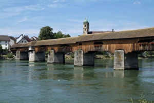 River Rhine Prints: Old Rhine Bridge, Bad Sackingen, Black Forest, Baden-Wurttemberg, Germany, Europe