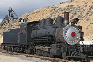Locomotive Prints: Old steam locomotive at historic Gold Hill train station