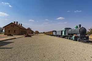 Al Ula Prints: Old steam train, Hejaz railway station in Al Ula, Kingdom of Saudi Arabia, Middle East