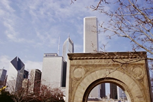 Stock Exchange Prints: Old Stock Exchange arch and downtown skyscrapers