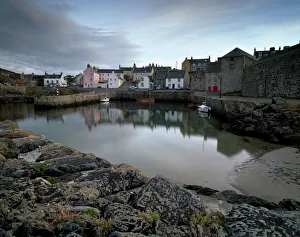 Morayshire Prints: Old stone harbour dating from the 17th-century