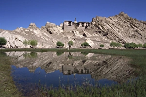 Ladakh Prints: The old summer palace of the kings of Ladakh and gompa, Shey, Ladakh, India, Asia