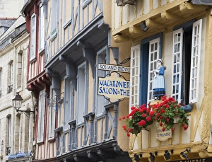 Old timber framed buildings in Quimper, Southern Finistere, Brittany, France, Europe