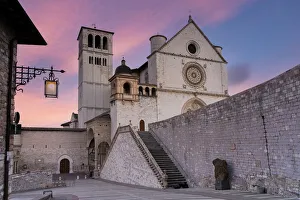 Step Prints: Old town of Assisi and Basilica di San Francesco, UNESCO World Heritage Site, at dawn