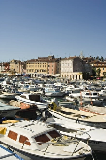 Rovinj Prints: Old Town and boats in harbour, Rovinj, Istria coast, Croatia, Europe