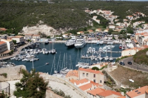 Azure Prints: Old town of Bonifacio built on cliff rocks, Island of Corsica, France