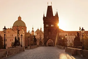 Street Light Prints: Old Town Bridge Tower and Charles Bridge at sunrise
